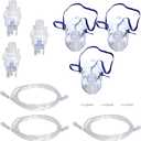 ResOne 3pk Nebulizer Replacement Accessories w/Cup, Kids (Pediatric) Mask, 7' Tubing, Connector