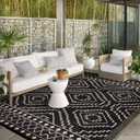 Wonnitar 8x10 Outdoor Rug, Large Waterproof Reversible Plastic Straw Rug for Patios, Indoor/Outdoor Area Rug Lightweight Camping Rug for Outside RV Balcony Garden Deck (Black & Beige,8'x10')