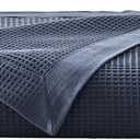Great Bay Home 100% Cotton Blanket for King Size Bed | Lightweight and Breathable Waffle Weave Blankets for Summer & Spring | Versatile, Layering Navy Bed Blanket, Ocean Blue, 102x90 inches