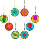 Winlyn 24 Set Spring Flower Suncatchers Ornaments Decorations DIY Window Paint Art Kit for Kids Classroom Activities Party Favors