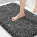 Yimobra Bathroom Rugs Non Slip Washable 36x24, Ultra Soft and Water Absorbent Bath Mats, Plush Shower Mat Outside, Luxury Microfiber Thick Matts for Bathroom Floor/Tub, Light Gray and Black Gray