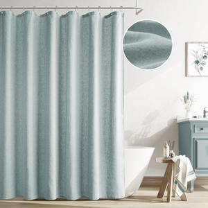 Naturoom Blue Linen Shower Curtain, Cloth Textured Fabric Shower Curtain Set with Hooks, Simple Elegant Modern Farmhouse Country Ultra Thick Bath Curtains for Bathroom,Water Repellent,72x72