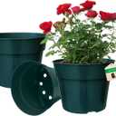 50 Pack 6 Inch Nursery Pots, Planting Grow Plastic Flower Pots, Thick Planters with Drainage Holes for Outdoor/Indoor Plants Succulent Herb (Green)