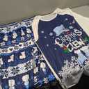 Ekouaer Family Christmas Pajamas Matching Sets Soft Long Sleeve Couple Pjs Xmas Sleepwear Holiday Lounge Set (Medium, Navy Blue)
