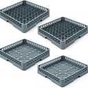 Maxdot 4 Pack Commercial Dishwasher Rack, Full Size 19.5" 64 Peg Plate & Solid Flatware Cutlery Rack Set, Polypropylene Dish Drying Racks for Restaurant Hotel Kitchen, Blue Gray, 19.5 x 19.3 Inch