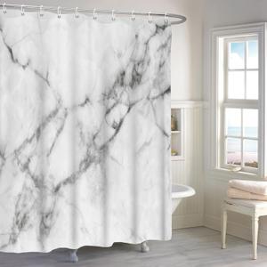 Renaiss 72x72 Inches Grey White Marble Shower Curtains for Bathroom Modern Luxury Watercolor Abstract Crack Texture Ink Painting Fabric Shower Curtain Waterproof Polyester Fabric with Hooks