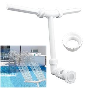 Swimming Pool Waterfall Fountain Spray, 2 Heads Water Sprinkler Pool Accessories Splash Water for Above Ground Pools Adjustable Pool Aerator Decorations (White)