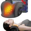 Wireless Heated Neck Stretcher for Pain Relief, Portable Cordless Neck Shoulder Cervical Traction Device with Graphene Heating Pad No Smell Magnetic Therapy Case Relaxer for TMJ Migraine Spine Alignme (Gray)