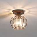 Hallway Ceiling Light Fixtures, Mini Semi Flush Mount Ceiling Light with Crystal, Small Oil Rubbed Bronze Ceiling Lights for Hallway Bathroom Laundry Room and Kitchen.