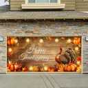 6x13ft Thanksgiving Garage Door Banner Warm Lights Wood Texture Turkey Pumpkin Fall Leaves Family Gathering Photo Background Decor Indoor Outdoor Party Decorations