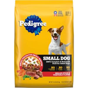 Pedigree Complete Nutrition Adult Small Dog Dry Dog Food, Grilled Steak and Vegetable Flavor, 14 lb. Bag