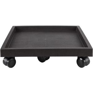 18.1 Inch Square Rolling Plant Caddy Saucer with Wheels, Wheeled Planter Stand for Potted Plant, Coaster Roller Base Tray with Casters, Flower Pot Dolly Holder, Brown