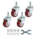 Finnhomy Swivel Caster Wheels 2 Inch Heavy Duty Threaded Stem Casters 1/2"-13 x 1 Set of 4 Premium Polyurethane Wheels PU Anti-wear Smooth Casters, Red