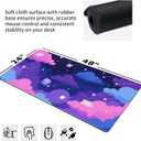 Extra Large Mouse Pad 48x24 Inch, Cute Cartoon Cat Starry Sky Desk Mat with Non-Slip Base, Purple Mousepad for Gaming Office, Soft Keyboard Mat for Full Desk Coverage