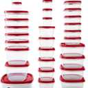 Rubbermaid 60-Piece Food Storage Containers with Lids, Microwave and Dishwasher Safe, Red Color, Ideal for Meal Prep and Pantry Storage