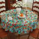 Round Waterproof Tablecloth Linen Textured Table Cloth,Stain and Wrinkle Resistant Washable Fabric Table Cover for Dining, Party, Camping and Outdoor,70InchTulip