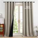 NICETOWN Blackout Curtains for Bedroom, Grommet Privacy 100% Blackout 96 inches Length Thermal Insulated Curtains for Living Room, 2 Panels, 52W x 96L, Natural