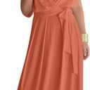 KOH KOH 2025 Sexy Sleeveless Summer Formal Flowy Casual Gown (Coral / Peach)