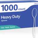 SACATR 1000 Count Clear Plastic Spoons Bulk - Plastic Silverware Spoons Heavy Duty, Premium Disposable Spoons, BPA-Free, Heat Resistant, Suitable for Parties, Events, and Everyday Use