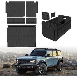 Cargo Trunk Mat with Backrest Mats for Ford Bronco 4 Door 2021-2025 2026,All Weather Protection TPE Heavy Duty Cargo Liner Bronco Accessories,Black