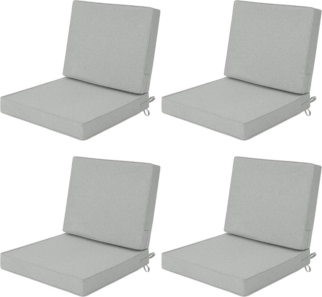 Outdoor Chair Cushions Set of 4, 22 x 22 Inch, Light Grey, 22" x 22" 4 Pack