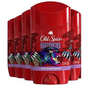 Old Spice Aluminum Free Deodorant for Men, 24/7 Odor Protection, 24/7 Freshness & Lasting Scent, Goes on Clear, NightPanther with Rich Warm Scent, 2.6 oz (Pack of 5)