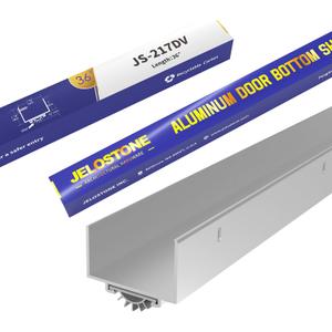 U-Shaped Aluminum Door Bottom Shoes(Mill Finish) - Fire Rated - 1-3/4"W x 1-1/8"H x 36" L Weather Stripping Seal for Exterior Doors, Vinyl Insert, JS-217DV