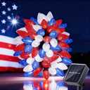 4th of July Decorations C7 Bulb Solar String Lights Outdoor Waterproof 50 LED Red White Blue Solar Lights for Independence Day President Memorial Day Christmas Party Patriotic Decorations