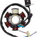Magneto Stator Coil 5 Wire AC 6 Pole Ignition Stator Magneto for GY6 125cc 150cc Engine Stator Replacement for Scooter ATV Go Kart TAOTAO Dune Buggy(3-pin Square Interface)
