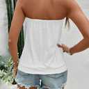 ZAFUL Women Satin Strapless Tube Tops Side Split Sleeveless Backless Bandeau Top Going Out Bustier Tops Silk Tank Top (White, XS)