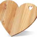 Patelai Valentine's Day Gifts Heart Shaped Cutting Board Acacia Wood Bread Cheese Serving Platter Serving Charcuterie Board for Meat Cheese and Vegetables(Heart Hole Style)