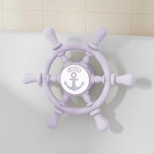 Bathtub Suction Spinner Toys - Silicone Bath & Highchair Sensory Toys for Babies & Toddlers, Novelty Spinners with Suction Cup, Car Window Travel Toys (Ship Steering Wheel Toy - Light Purple)
