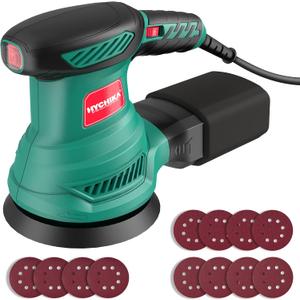 5-Inch Random Orbital Sander, HYCHIKA 13000RPM Electric Orbital Sander with 6 Various Speeds, Palm Sander with 12 Pcs Sandpapers, 1 Pcs Dust Bag, Fit for Woodworking/Sanding 5-Inch Random Orbital Sander, HYCHIKA 13000RPM Electric Orbital Sander with 6 Various Speeds, Palm Sander with 12 Pcs Sandpapers, 1 Pcs Dust Bag, Fit for Woodworking/Sanding