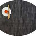 Chilewich Bamboo Placemats Set of 4 - Woven Oval Placemats - Reusable, Stain-Resistant, Indoor/Outdoor Tabletop Protection - 19" x 14" - Smoke