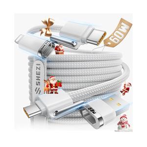 SHEZI 4-in-1 USB C Cable Compatible With Lightning Cable 60W Fast Charging & Data Transfer, Support to CarPlay & Android Auto, 5FT Travel Multi Cord Charger Combo for iPhone/iPad/Samsung/MacBook Cable