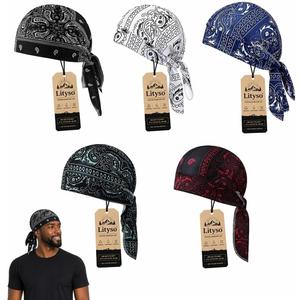 Elastic Cycling Sports Cap Skull Caps Bandana Stretch Cooling Headscarf Paisley Cool Helmet Wrap Pirate Scarves Hat (M)