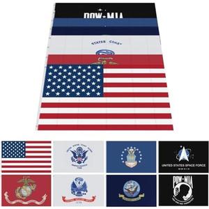 UNITED IMPORTS 12 * 18 Inch Lot of 6 Branches Military Set Polyester Banner Space Force,Air Force,Navy, Coast Guard,Army,Pow Mia,United States Flags (12 * 18 Inch)