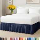 Bedskirt King Size Ruffle - 15 inch Drop Dust Ruffle Bed Skirt with Platform - Ultra-Soft, Easy Fit, Premium Hotel Quality - Wrinkle, Fade & Shrink Resistant - for Women, Men, Kids and Teens - Navy (16 - Navy Blue)