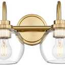 Bathroom Light Fixtures, 4-Light Brushed Gold Vanity Lights with Globe Clear Glass, 30 Inch Champagne Bronze Vanity Lighting Fixtures Over Mirror, AD-22280-4W-GD