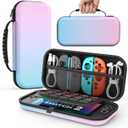 MoKo Carrying Case for Nintendo Switch 2(2025), Protective Hard Shell Portable Travel Carry Case Pouch holds 10 Cartridges with Pockets for Switch 2 Accessories and Games, Blue Pink