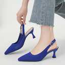 Slingback for Women's Closed Pointed Toe Kitten Heels with Ankle Strap Knitted Dress Pumps Shoes Work Wedding Everyday Parties 1.6 in Low Heels (Purple)