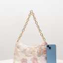 SHENHE Women's Floral Embroidered Sequin Handbag Glitter Metal Chain Shoulder Purse for Wedding Party Prom