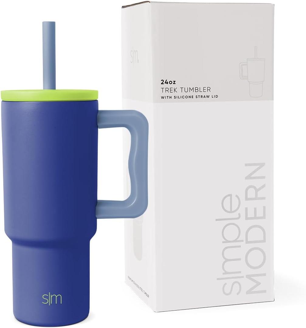 Simple Modern Kids 24 oz Tumbler with Handle and Silicone Straw Lid | Spill Proof and Leak Resistant | Reusable Stainless Steel Bottle | Gift for Kids Boys Girls | Trek Collection | Asteroid (Multi-Color: Asteroid)