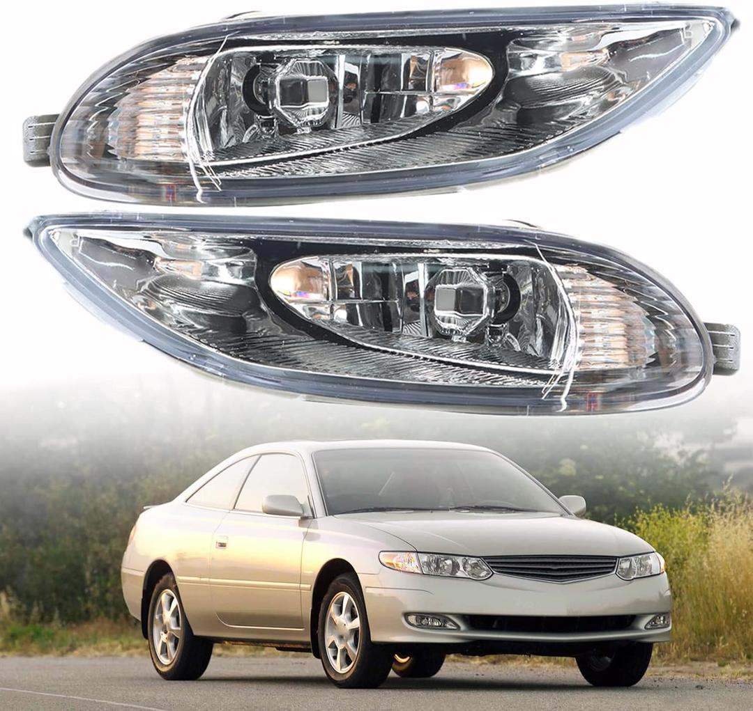 2-Pack Clear Lens Bumper Driving Fog Light Assembly with Switch Wiring Kit Replacement for Corolla 2005-2008, Camry 2002-2004, Solara 2002-2003