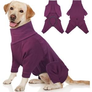 Dog Winter Coat Soft Fleece Pullover Pajamas, Fullbody Dog Cold Weather Jacket, Warm Pullover Doggie Winter Thermal 4-Legged Onesie Jumpsuit,High Collar Snowsuit Sweater for Dogs (XX-Large, Red)