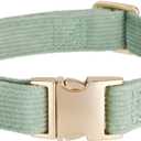 Soft Dog Collar with Metal Buckle Adjustable Durable Comfort Cotton Corduroy Collars for Small Medium Large Dogs Velvet Dog Collars,Green,Small (Small (Pack of 1))