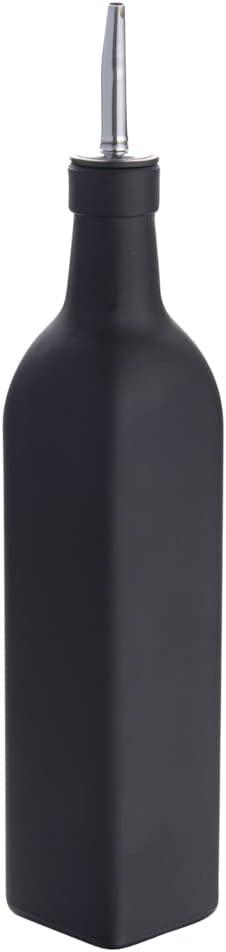 Restaurantware RW Base 16.9 Ounce Olive Oil Dispenser 1 Kitchen Oil Dispenser Bottle - With Stainless Steel Pourer Non-Leaking Black Glass Olive Oil Pourer For Cooking Or Salad Dressings