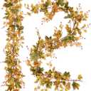 2 Pack Fall Maple Leaf Garland Clearance - 6.5ft/Piece Artificial Fall Foliage Garland Autumn Decoration for Home Wedding Halloween Party Thanksgiving