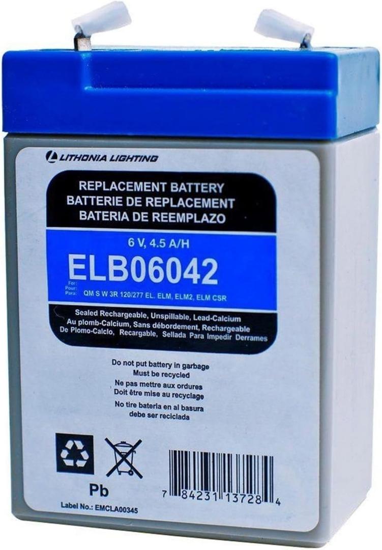 Lithonia Lighting 6 Volt Replacement Exit Sign Battery, Maintenance Free Rechargeable 6V Battery for Compatible Emergency Lights and Emergency Exit Signs