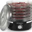 Elite Gourmet EFD319 Food Dehydrator, 5 BPA-Free 11.4" Trays Adjustable Temperature Controls, Jerky, Herbs, Fruit, Veggies, Dried Snacks, Black
